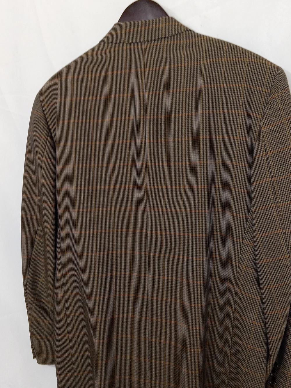 Mark Shale 42S Wool Blazer Sport Coat Brown Houndstooth Windowpane Plaid Classic
